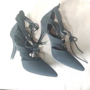 Black lace up heels